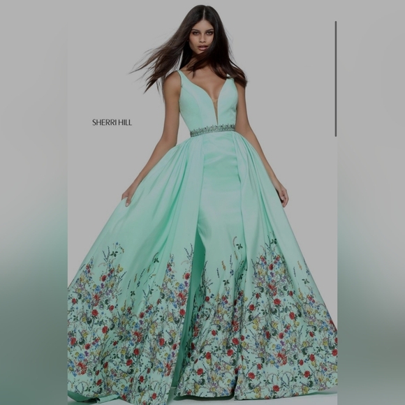 Sherri Hill Dresses & Skirts - Sherri hill prom Garden Floral Overskirt Cape pageant gown dress 4